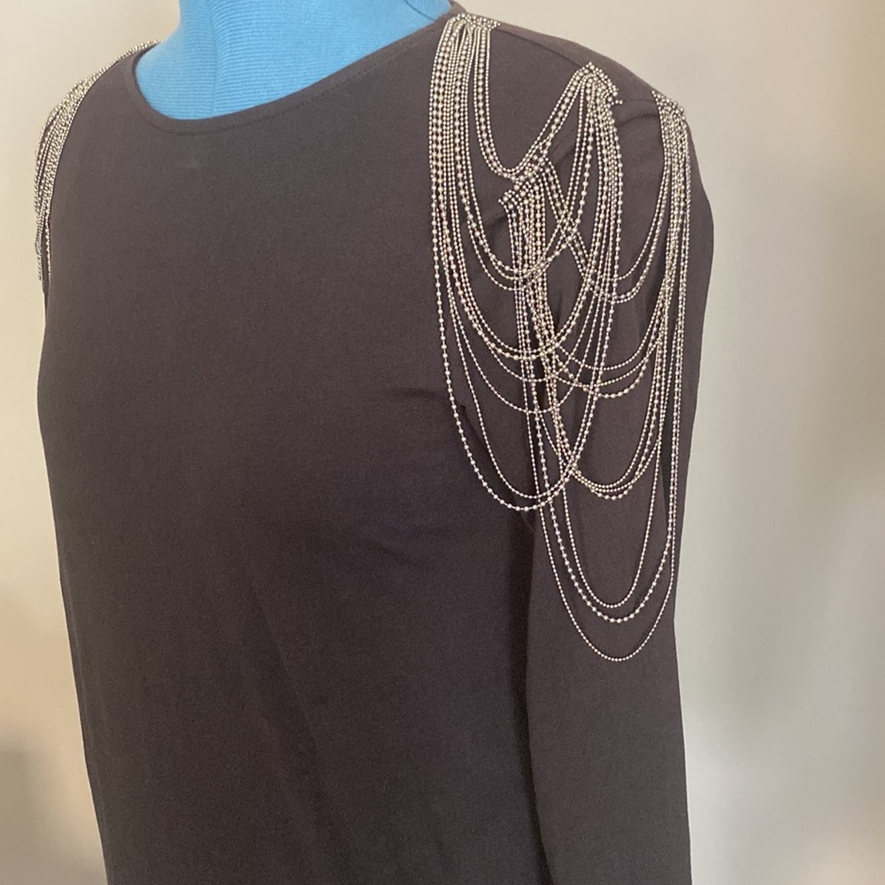 H&M Black Cotton Dress with Silver Beads